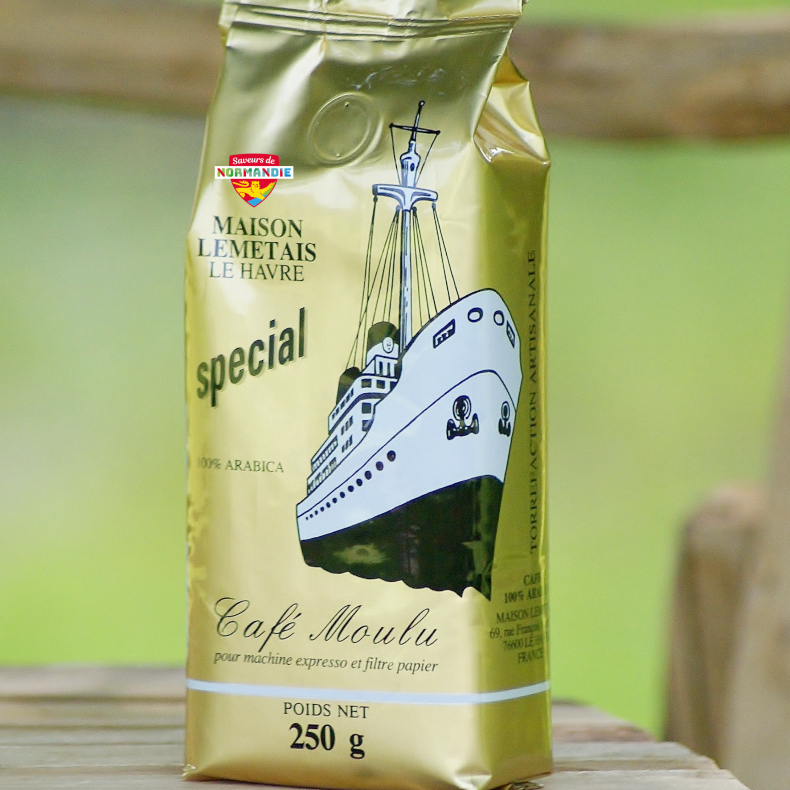 Café Moulu Spécial 100 % Arabica. Le sachet de 250 g